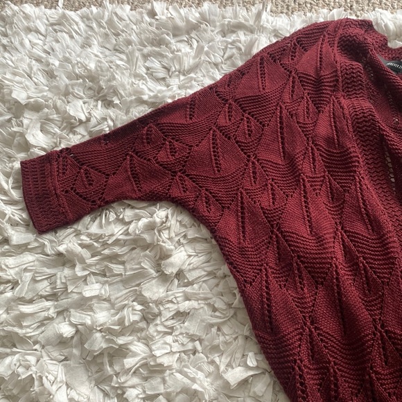 Forever 21 maroon open knit cardigan small - Picture 2 of 3
